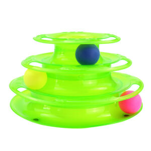 Three-Layer Interactive Cat Toy with Ball Track (Green) | PP Material, Suitable for Dogs and Cats, Gift for Your Pet, Reliable Fun with Dental Cleaning Function, pets