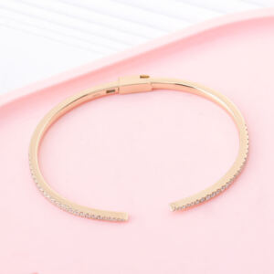 Moissanite bracelet women's simple half ring row Diamond 14K gold full diamond bracelet Women's Light luxury high-grade bracelet women