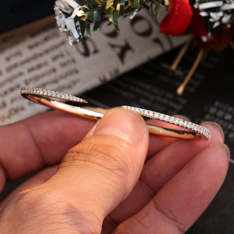 Moissanite bracelet women's simple half ring row Diamond 14K gold full diamond bracelet Women's Light luxury high-grade bracelet women 2 Moissanite bracelet women's simple half ring row Diamond 14K gold full diamond bracelet Women's Light luxury high-grade bracelet women - Image 2