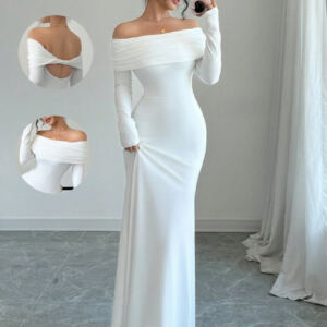 2026 Autumn Elegant Style Women's Fitted Off-The-Shoulder One-Step Dress