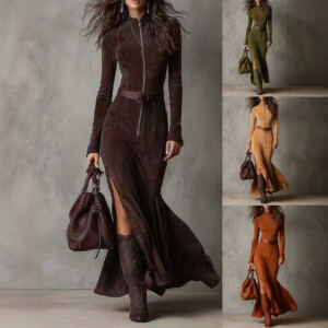 2026 High-Quality Double-Sided Cashmere New Autumn,Fashion Elegant Zipper Dress