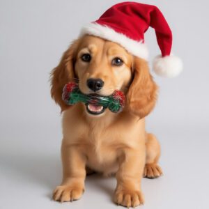 $ 8 Christmas Dog Toys - Durable Festive Bone Chew Toys for Holiday Pet Play (Red & Green)
