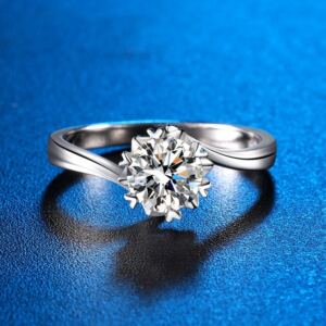 Silver ring, 1-carat simulated diamond ring, sterling silver ring for women