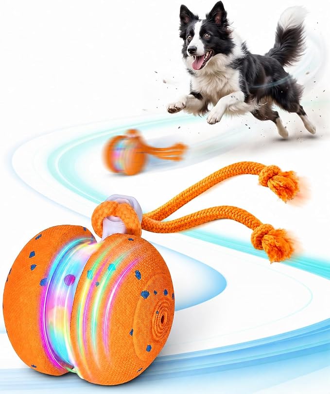 Interactive Dog Ball - Wicked Ball Rolly with Rope and Barking Sounds, Smart Interactive Dog Toy with 3 Play Modes, E-TPU, USB-C Rechargeable, RGB Lights, Suitable for Dogs 2 Interactive Dog Ball - Wicked Ball Rolly with Rope and Barking Sounds, Smart Interactive Dog Toy with 3 Play Modes, E-TPU, USB-C Rechargeable, RGB Lights, Suitable for Dogs - Image 2