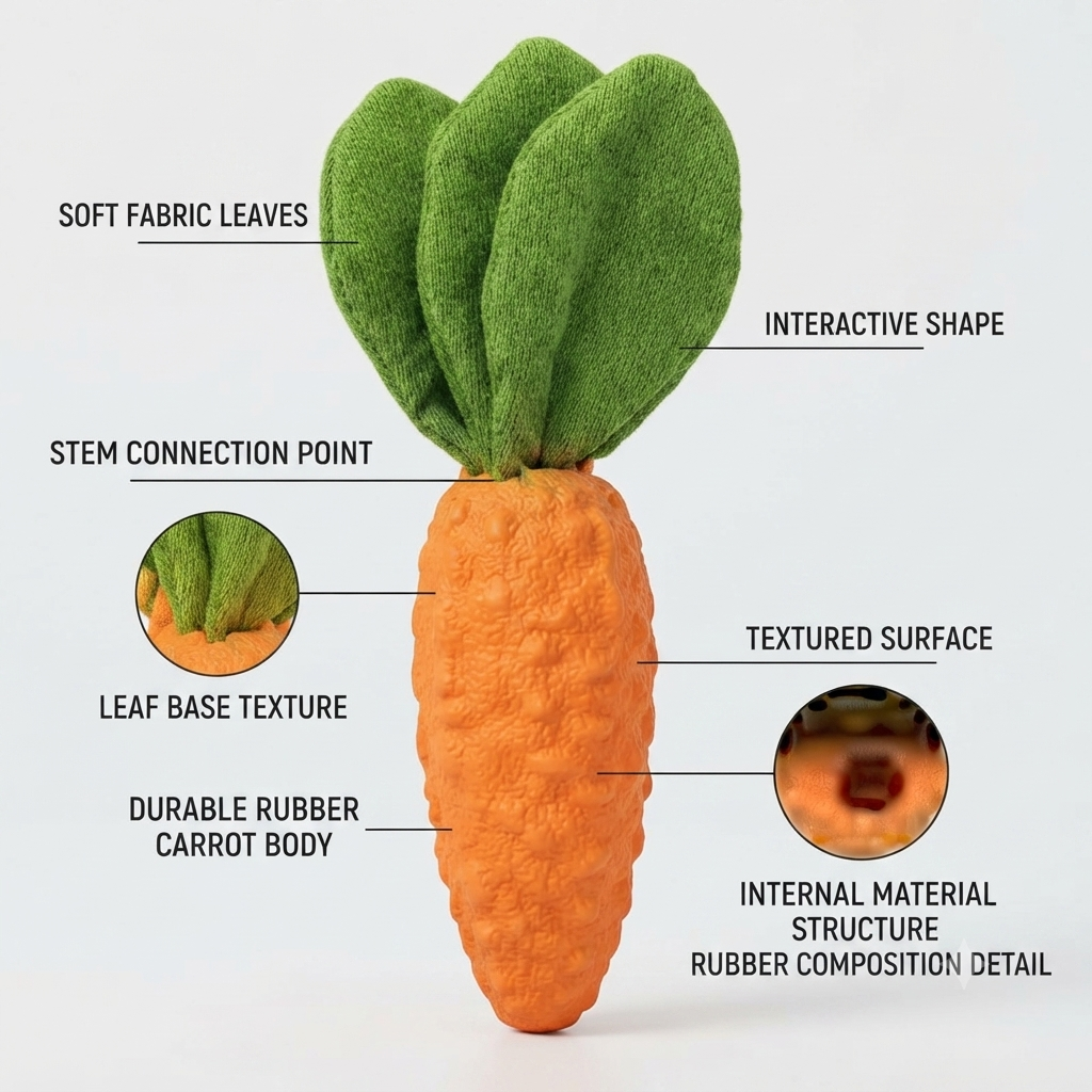 Rubber Carrot, Indestructible Dog Toy, Carrot Pet Toy, Squeaky Dog Toy, for All Breed Sizes, for Teeth Cleaning, Chewing, and Play, pets 3 Rubber Carrot, Indestructible Dog Toy, Carrot Pet Toy, Squeaky Dog Toy, for All Breed Sizes, for Teeth Cleaning, Chewing, and Play, pets - Image 3