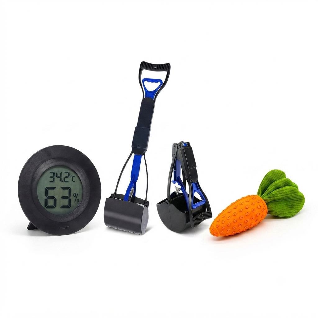 Pet Accessory Kit: Digital Thermo-Hygrometer, Foldable Poop Scooper, and Carrot Chew Toy, bundle, pets 1 Pet Accessory Kit: Digital Thermo-Hygrometer, Foldable Poop Scooper, and Carrot Chew Toy, bundle, pets