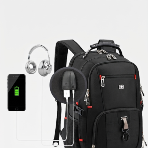 17-inch laptop backpack—ideal for business trips and school—featuring a USB port and anti-theft design; perfect for hiking, waterproof, scratch-resistant, and reinforced.