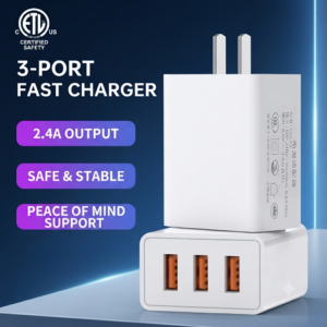 Three-port charging plug 12W charger 2.4A adapter 3USB multi-port fast charging