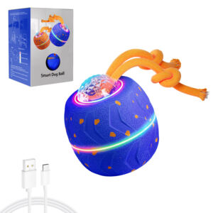 Interactive Dog Ball - Wicked Ball Rolly with Rope and Barking Sounds, Smart Interactive Dog Toy with 3 Play Modes, E-TPU, USB-C Rechargeable, RGB Lights, Suitable for Dogs