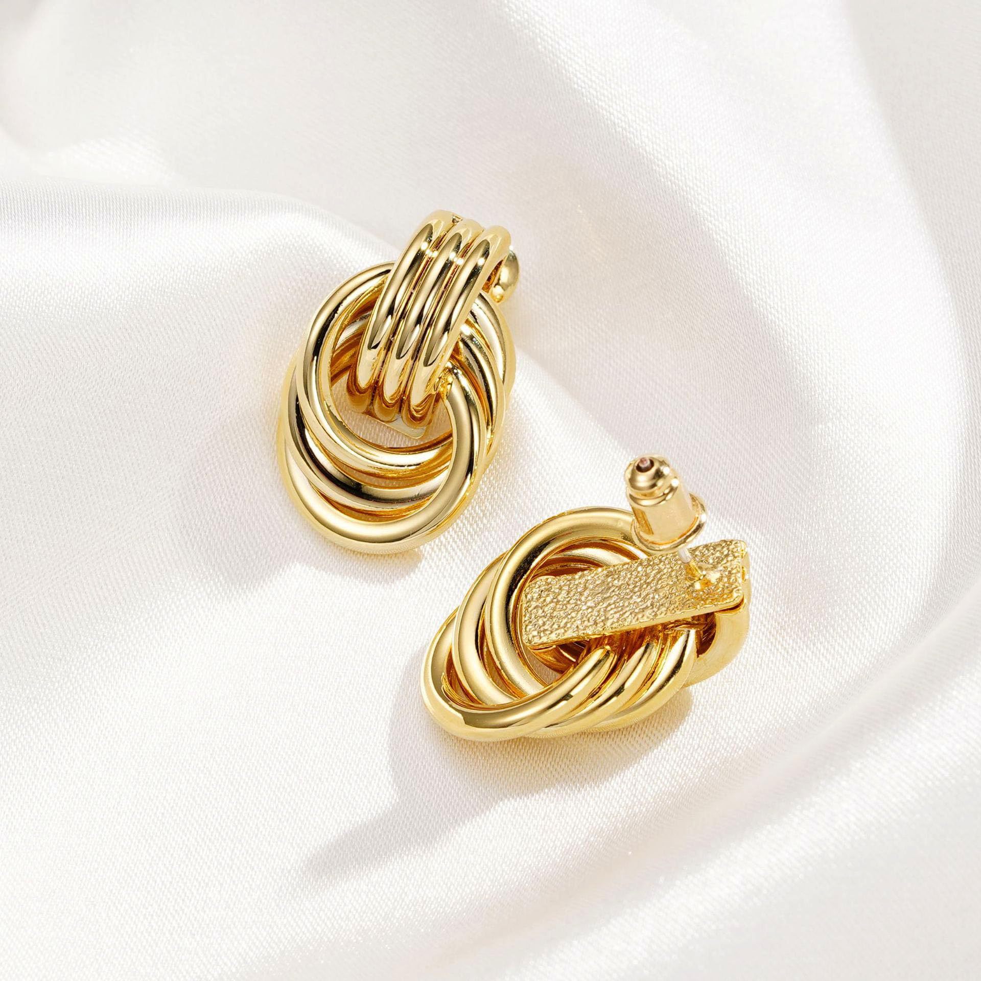 Thick brass earrings plated in 14k gold, geometric earrings for women, fashionable large hoop earrings, hypoallergenic, fashion jewelry 1 Thick brass earrings plated in 14k gold, geometric earrings for women, fashionable large hoop earrings, hypoallergenic, fashion jewelry