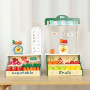 Toy vegetable and fruit stand, children