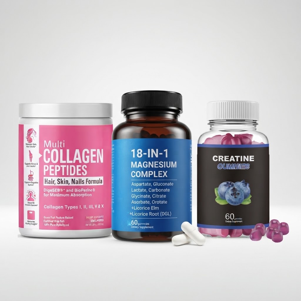 Hydrolyzed collagen + Creatine + Magnesium Pack for Women in Their 30s. Bundle 1 Hydrolyzed collagen + Creatine + Magnesium Pack for Women in Their 30s. Bundle