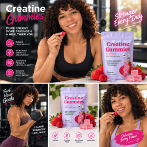 $ 19.99 |Creatine Monohydrate Gummies - Berry Boost | Sugar-Free Muscle & Strength Supplement (36 Count)
