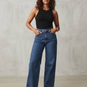 Cart 2 Women's jeans, high-waisted with an elastic waistband, wide-leg, loose-fitting, fashion (Copy)