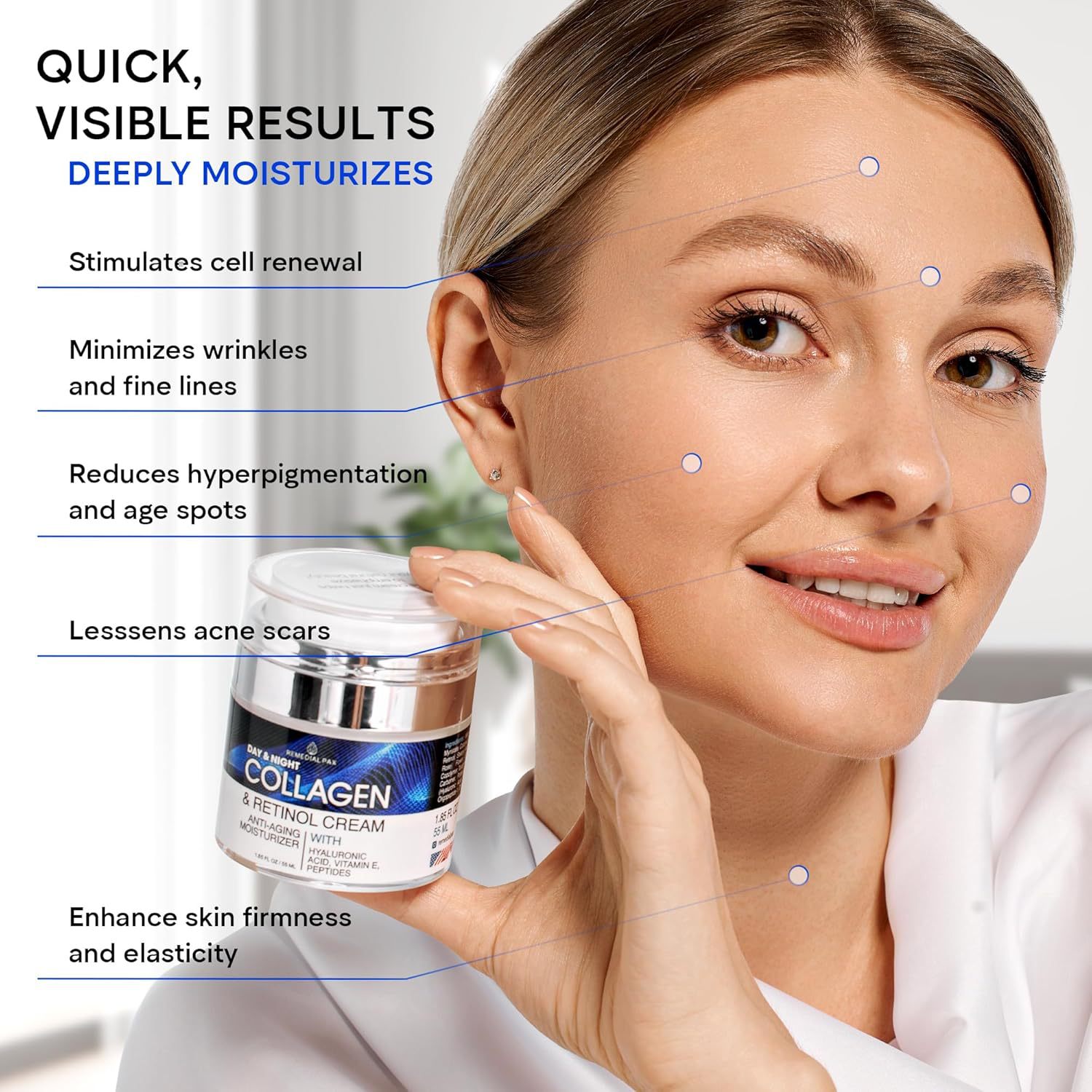 Retinol and Collagen Anti-Wrinkle Face Cream with Hyaluronic Acid, 3-piece, bundle 2 Retinol and Collagen Anti-Wrinkle Face Cream with Hyaluronic Acid, 3-piece, bundle - Image 2