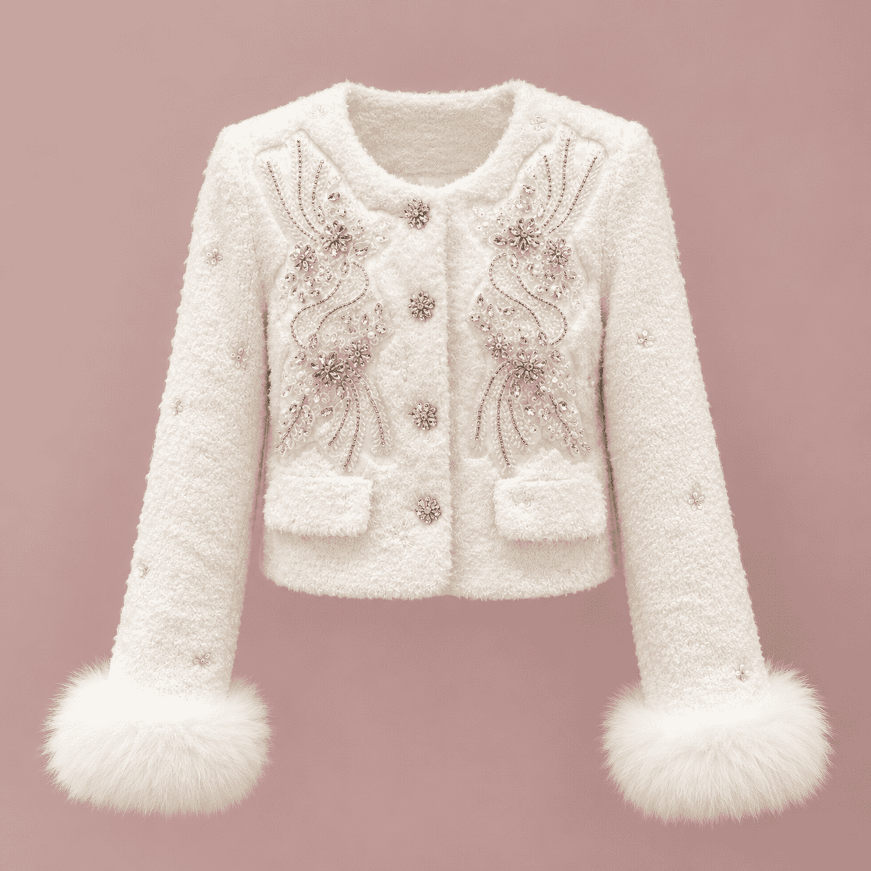 $ 145 | Short white coat with embellishments